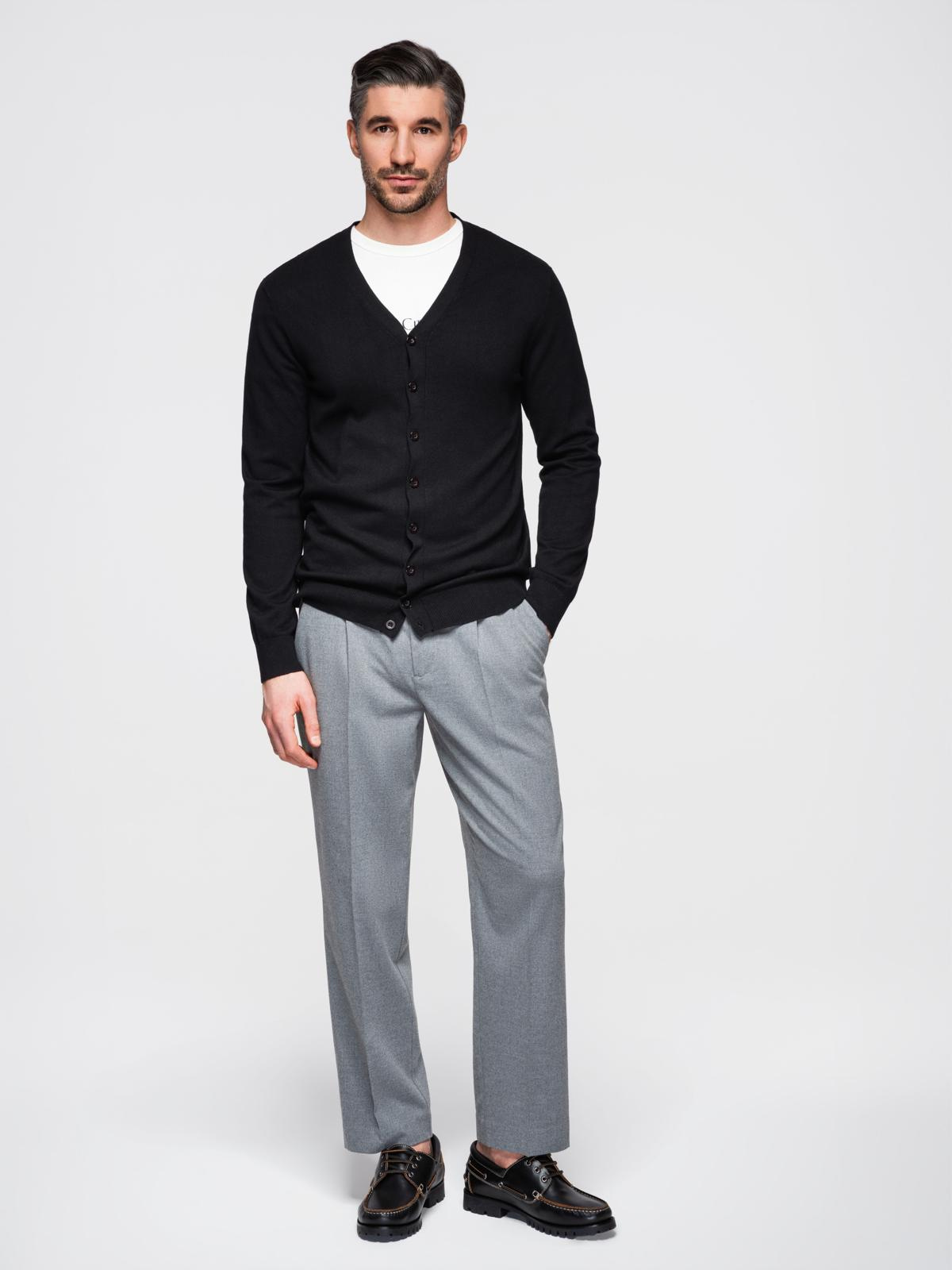 Ombre Monochrome knitted men's viscose cardigan - black