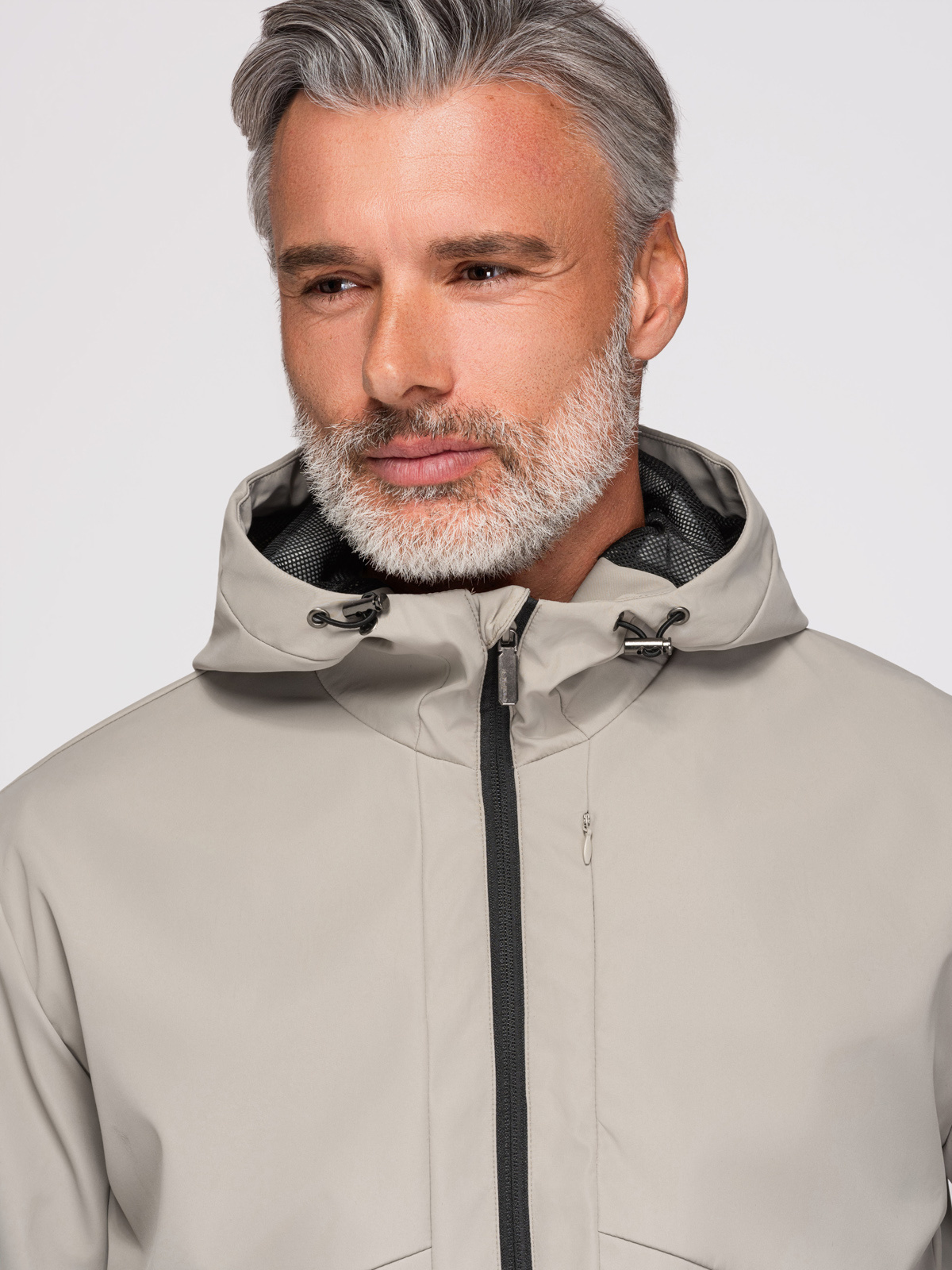 Ombre Men's lightweight jacket with mesh lining and hood - grey