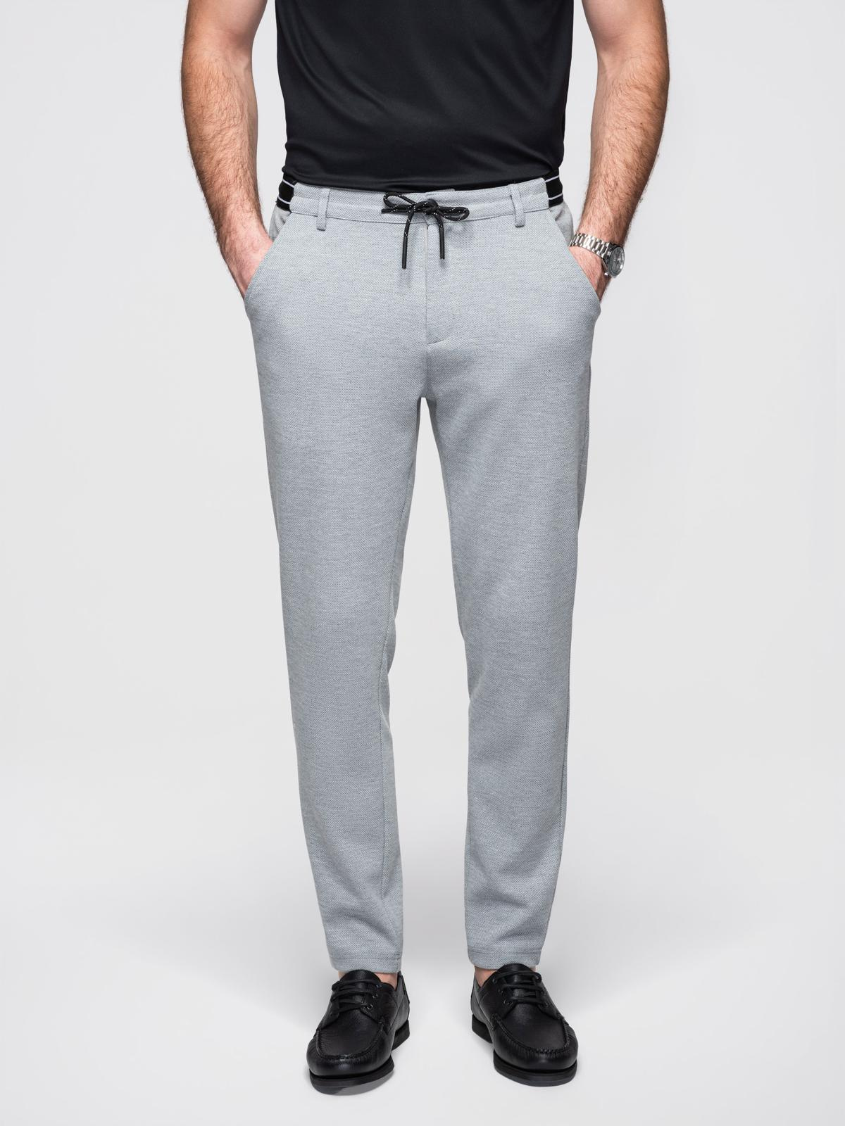 Ombre Men's knitted pants with elastic waistband - light grey