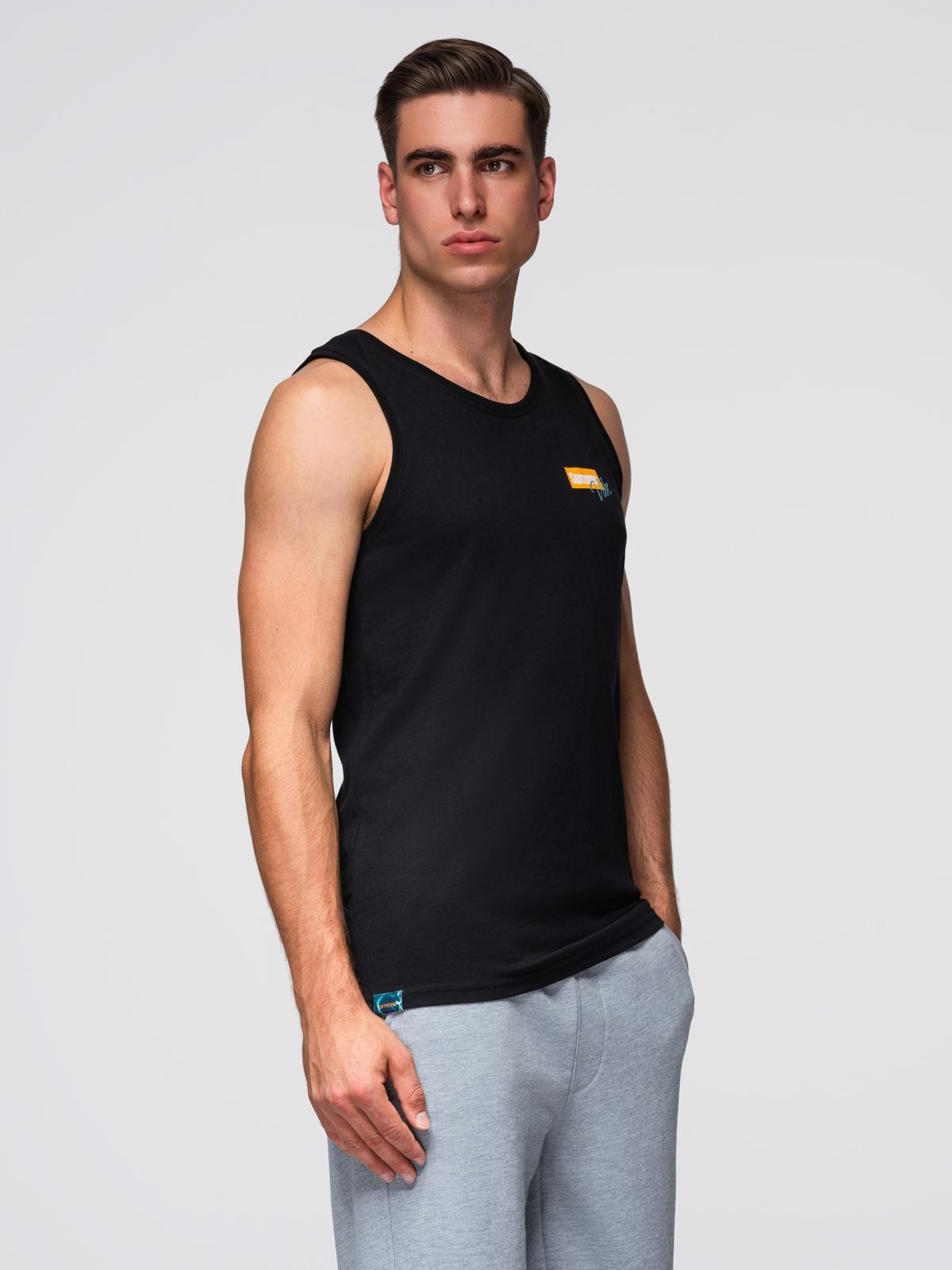 Ombre Men's Summer Vibe printed cotton tank top - black