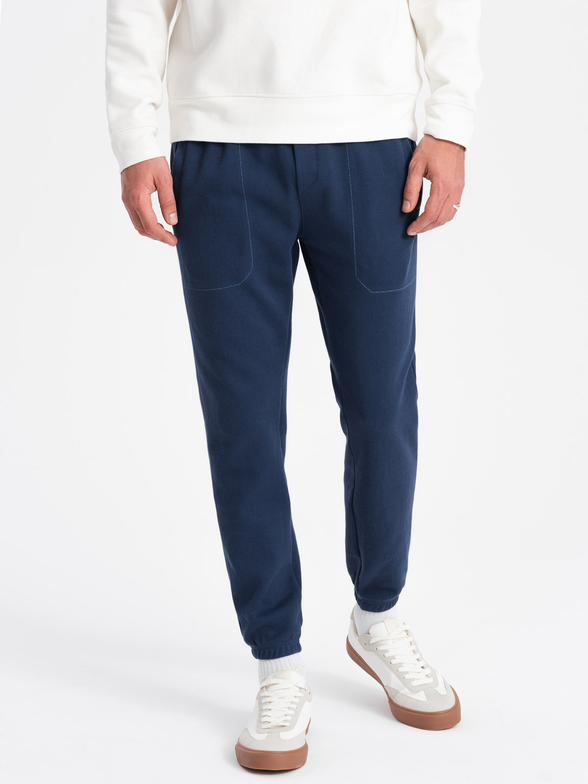 Ombre CARROT men&#039;s structured knit sweatpants - dark blue