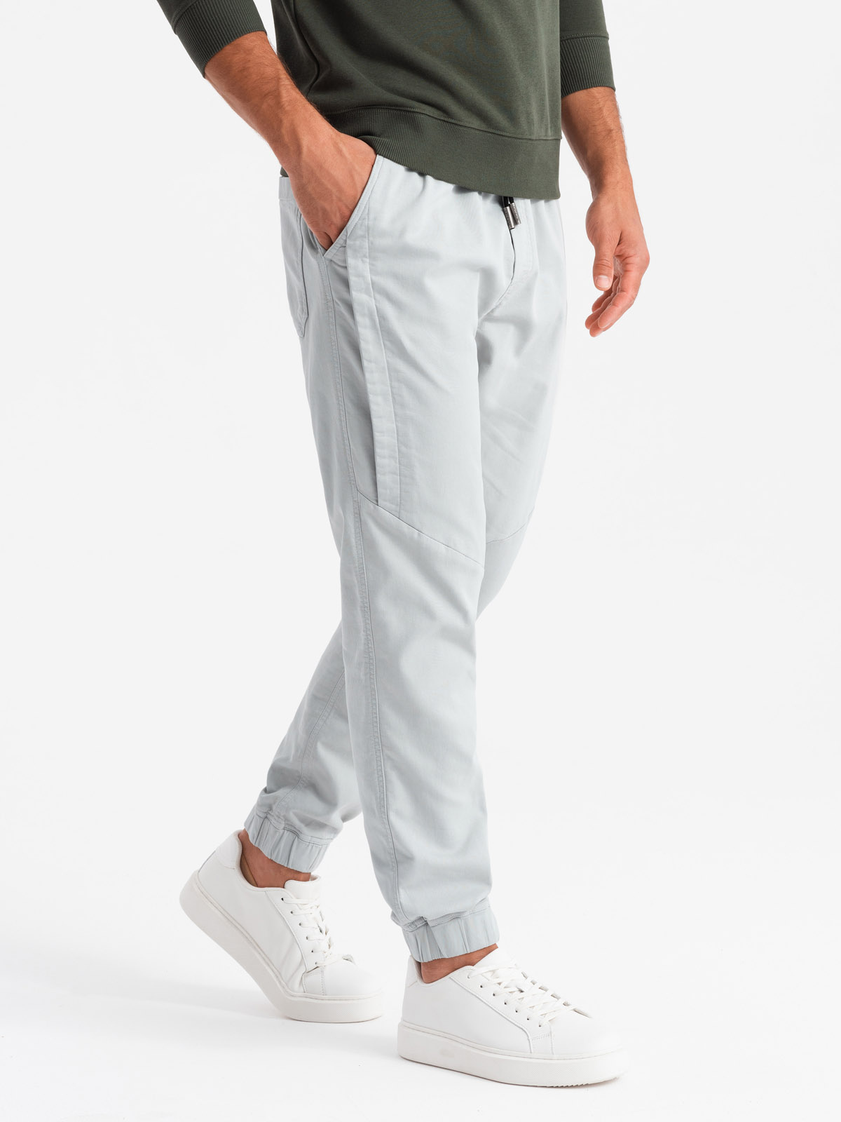 Ombre Men's Knit Joggers With Pleats - Light Grey