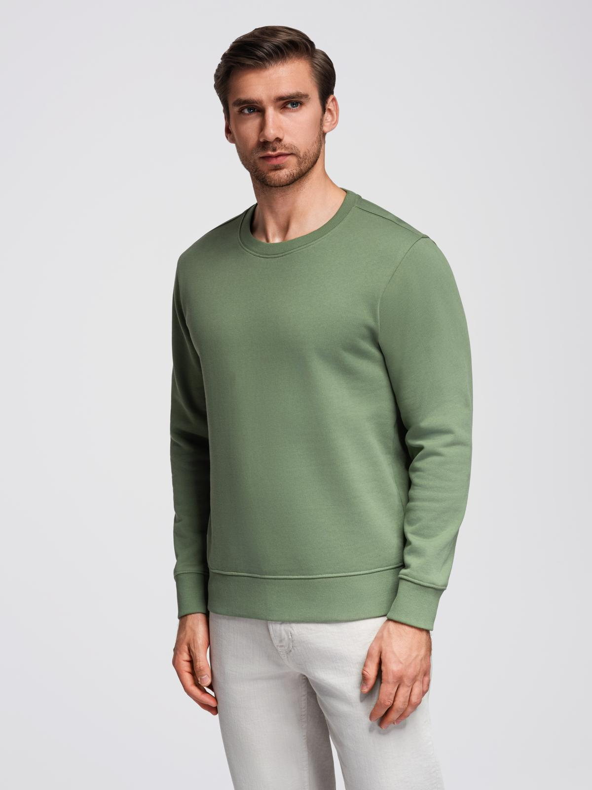 Ombre Men&#039;s BASIC sweatshirt with round neckline - green