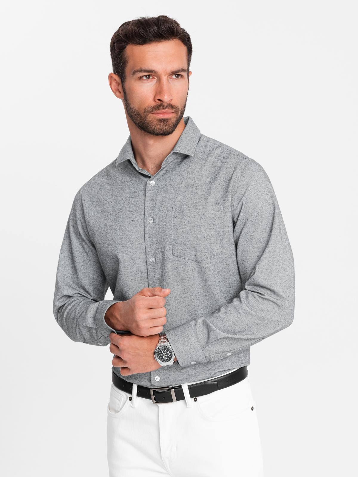 Ombre Men's shirt with pocket REGULAR FIT - grey melange