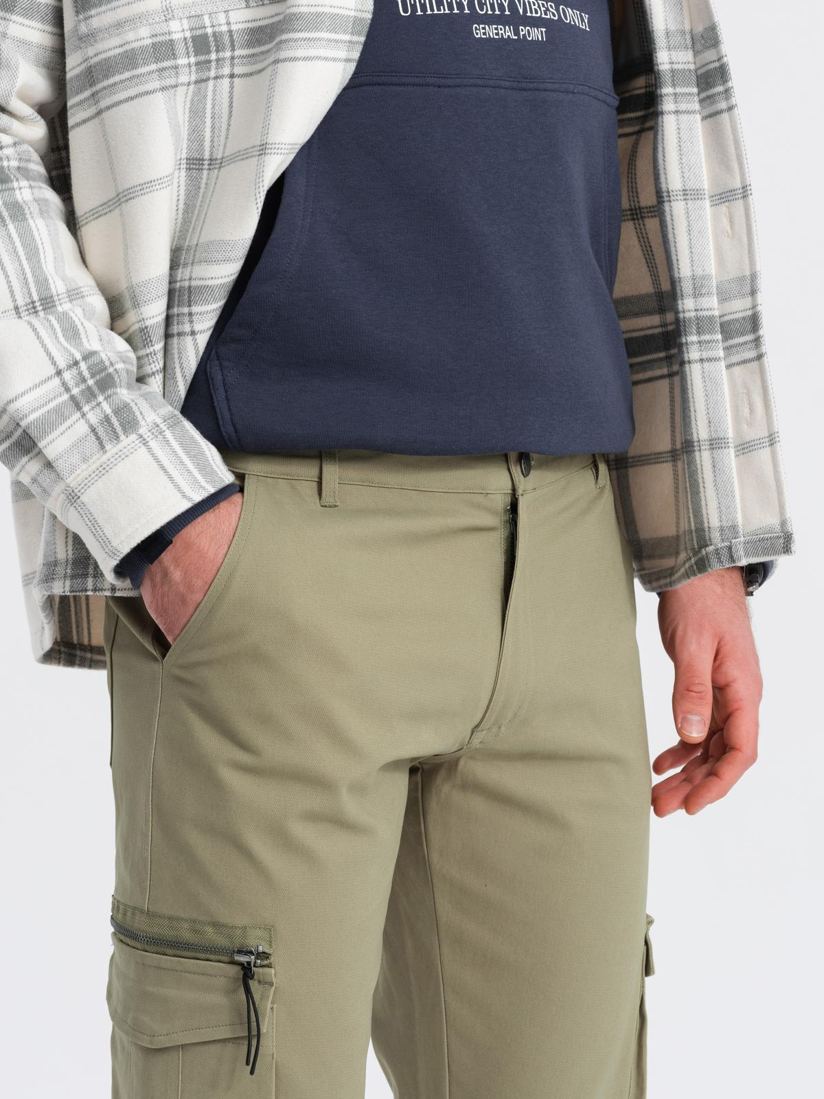 Ombre Men&#039;s STRAIGHT LEG cargo pants with triangle pocket pin - olive