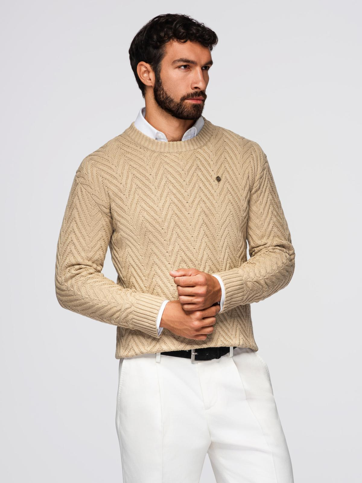 Ombre Men&#039;s zigzag knit sweater - sand