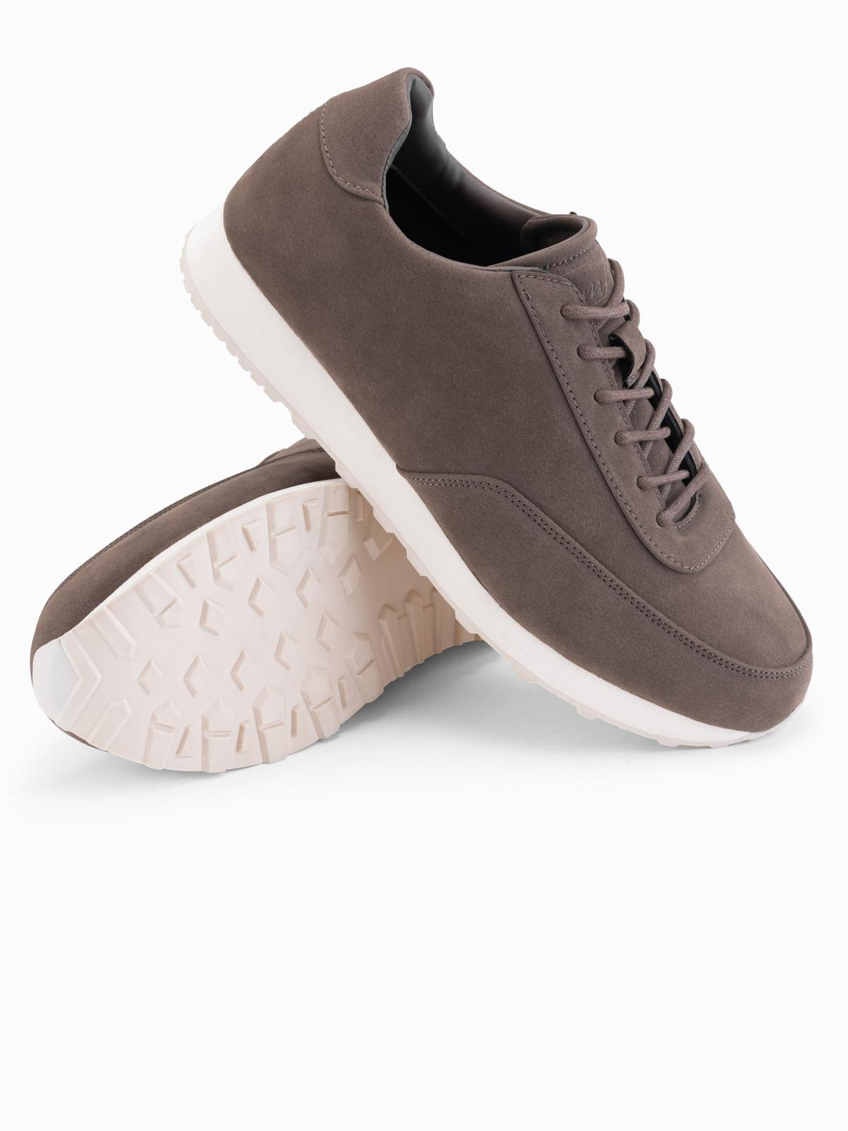 Ombre Men&#039;s eco leather sports sneaker shoes with suede finish - dark brown