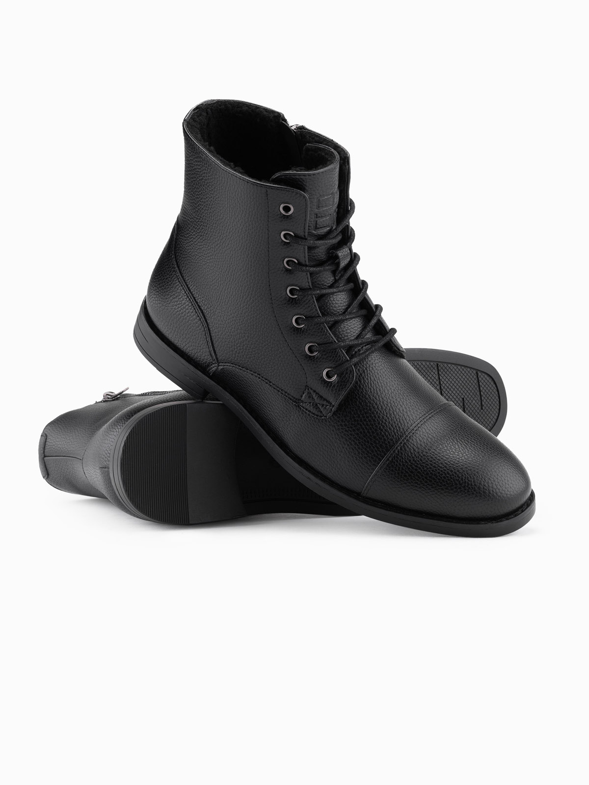 Ombre Men&#039;s eco leather shoes with insulated high upper - black