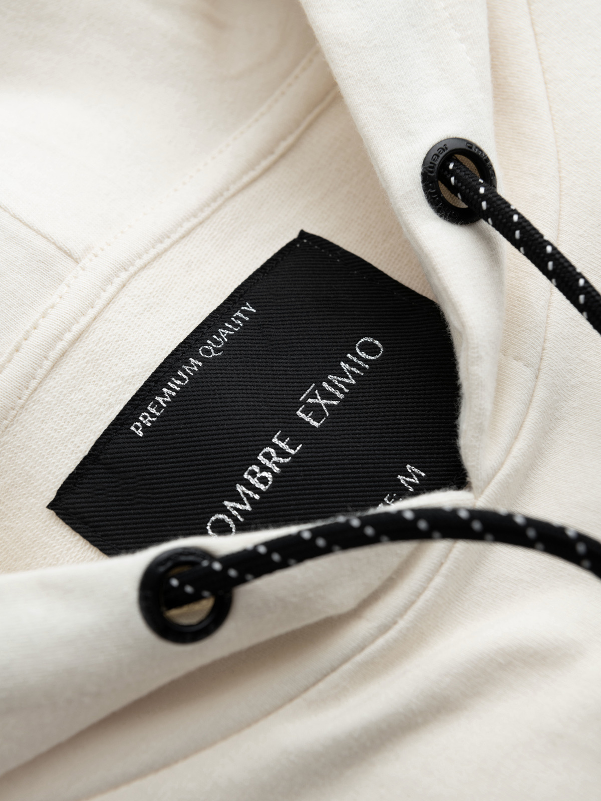 Ombre Men's kangaroo sweatshirt with hood and logo - cream