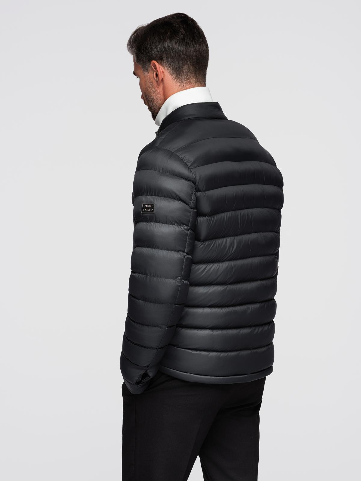 Ombre Men&#039;s quilted classic jacket with stand-up collar - black