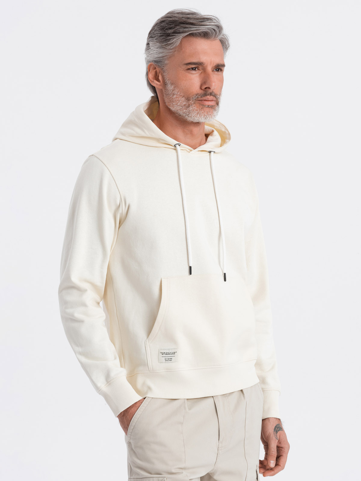 Ombre Men&#039;s kangaroo hooded sweatshirt - cream