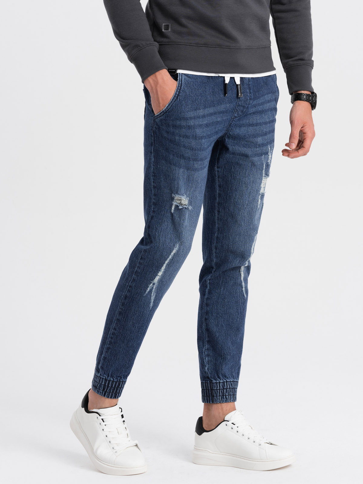Ombre Men&#039;s JOGGERS denim pants with rubbing - blue