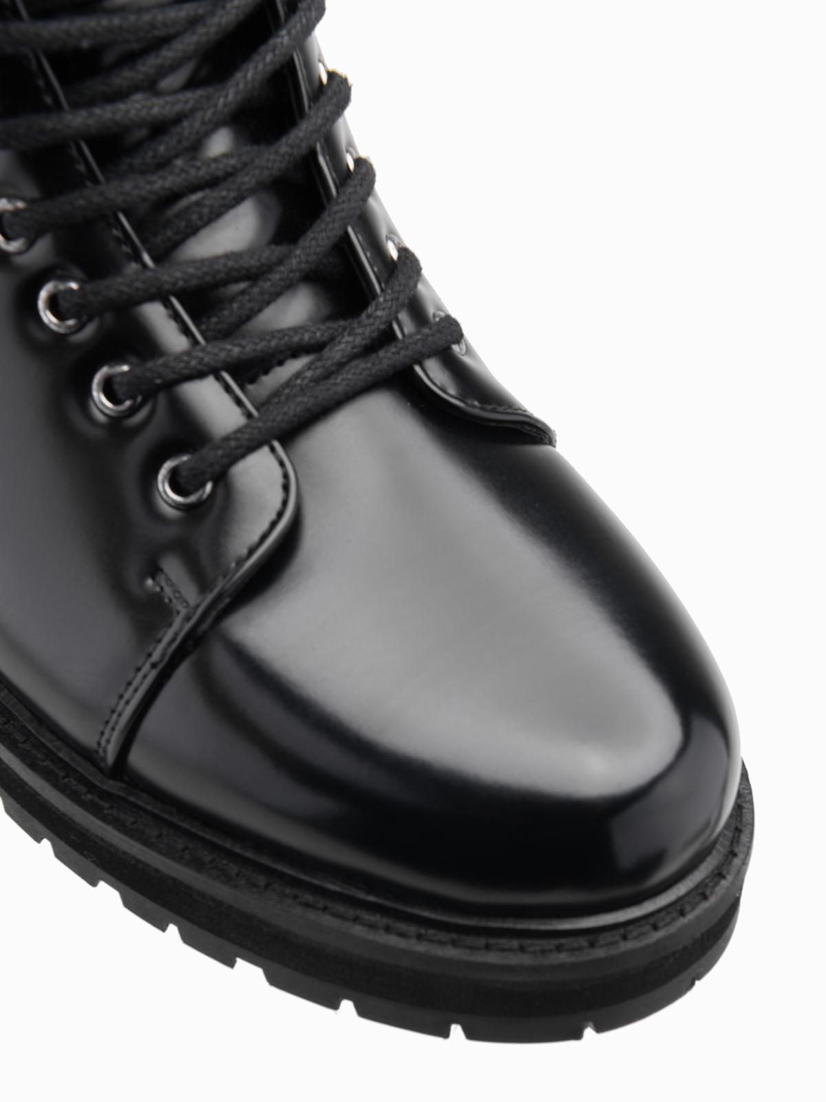 Ombre Men&#039;s high top shoes in shiny eco leather - black