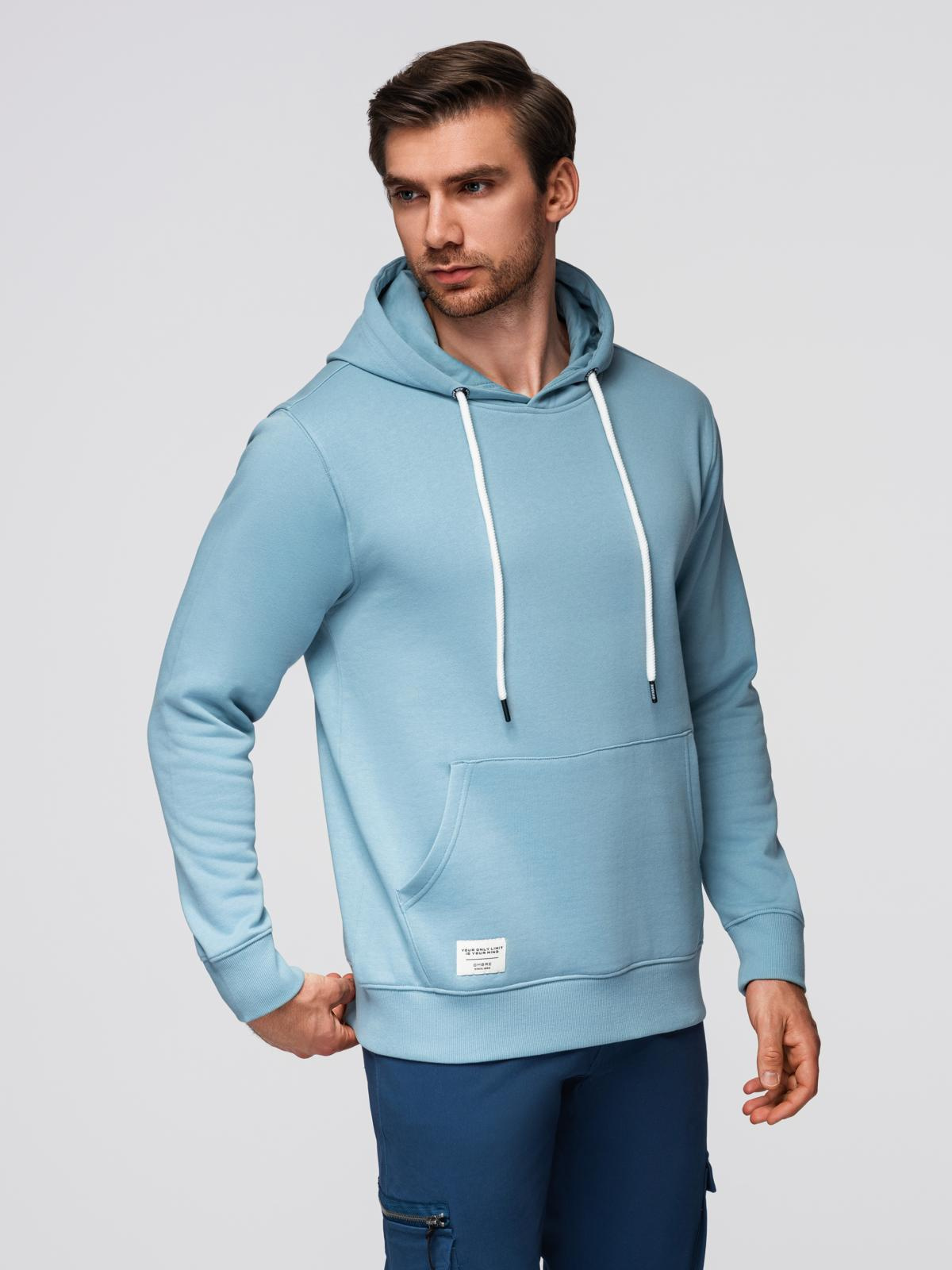 Ombre Men's kangaroo sweatshirt with hood - blue