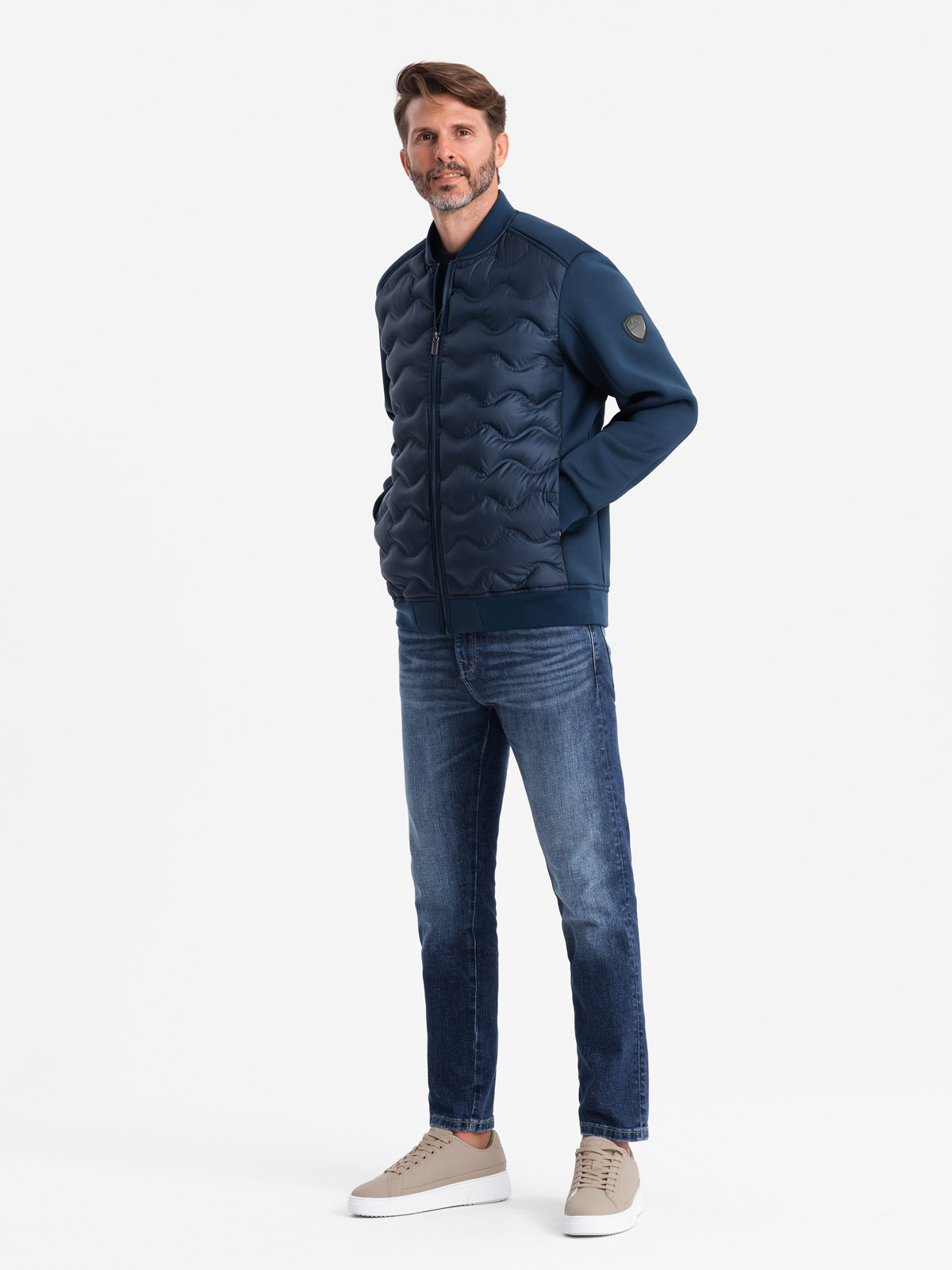 Ombre Men&#039;s quilted bomber jacket - navy blue