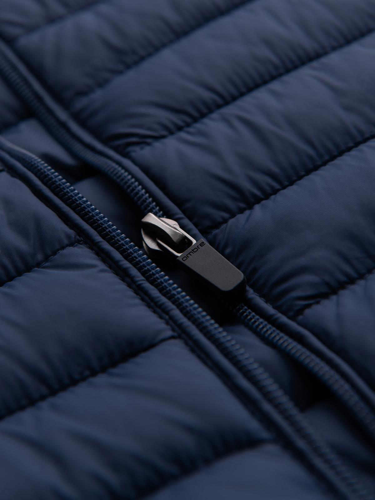 Ombre Classic men&#039;s quilted jacket with pouch option - navy blue