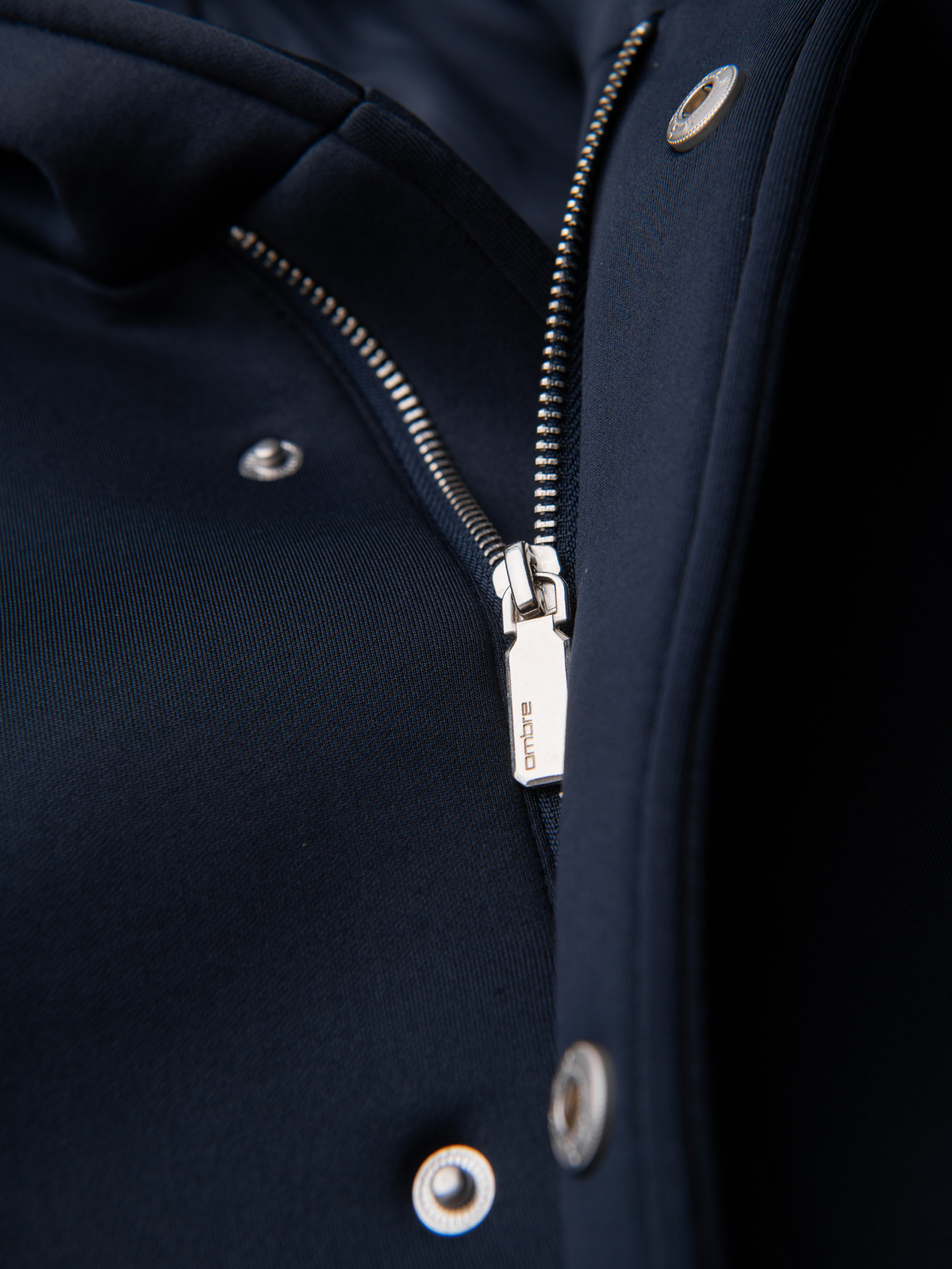 Ombre Minimalist men's mid-length coat with hood - navy blue