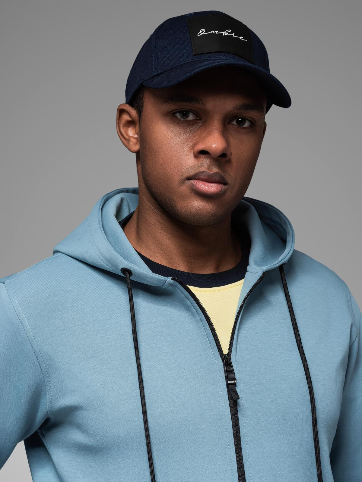 Ombre Unzipped hoodie sweatshirt in streetwear style - light blue