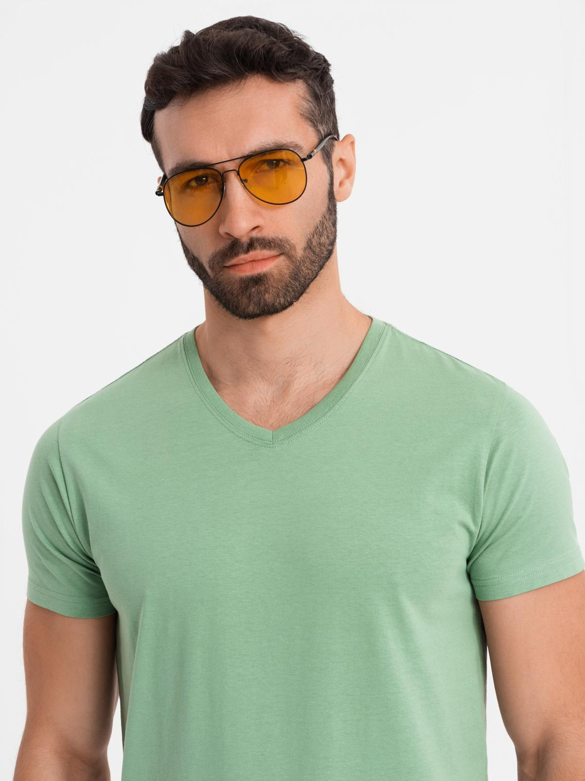 Ombre BASIC mens cotton classic tee with v-neck - green