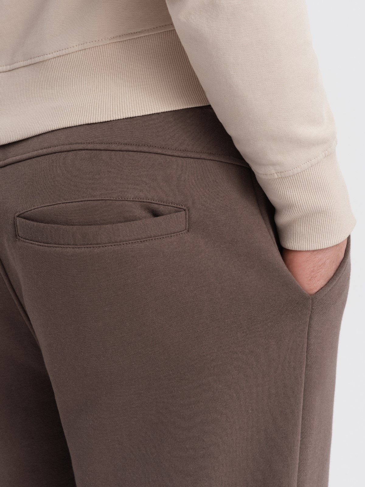 Ombre Men's sweatpants with stitching and zipper on leg - brown