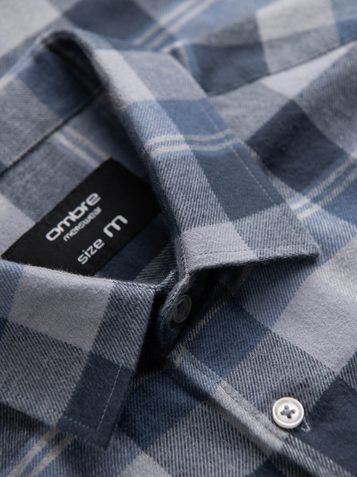 Ombre Men&#039;s plaid flannel shirt - blue-gray