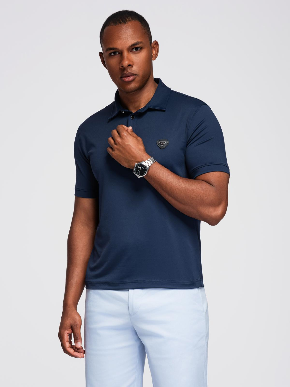 Ombre Stylish mens stretch fabric polo shirt - navy blue