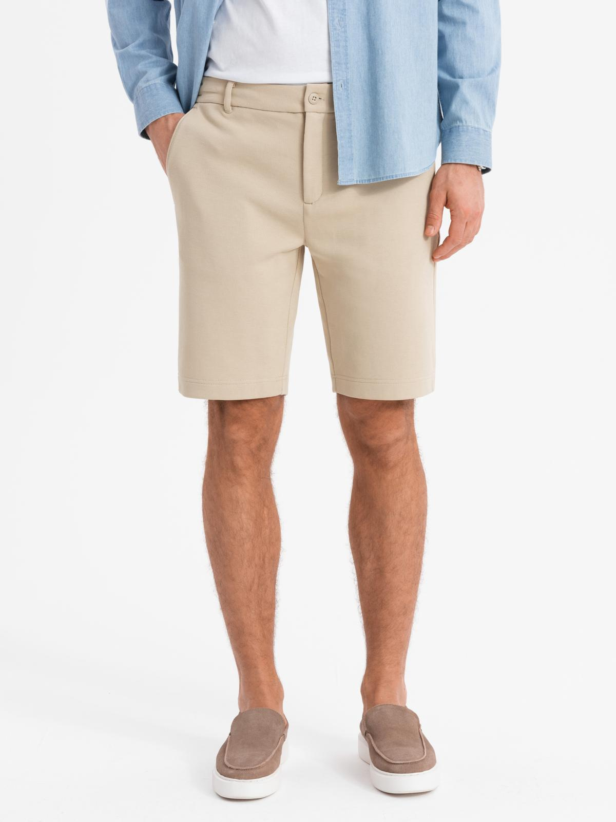 Ombre Men&#039;s structural knit SLIM FIT shorts - sand