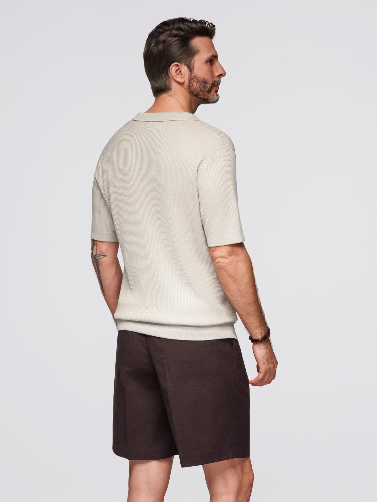Ombre Men's buttonless polo shirt with open collar - light grey
