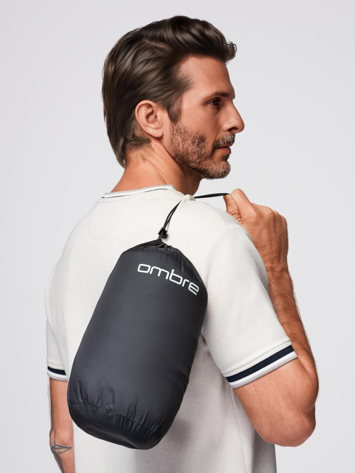 Ombre Classic men&#039;s quilted jacket with pouch option - black