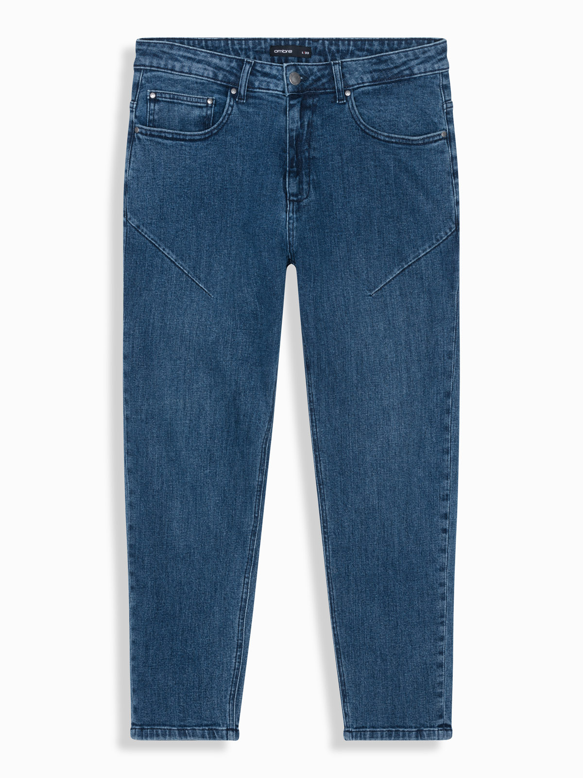 Ombre Men&#039;s CARROT FIT denim pants with decorative darts - dark blue