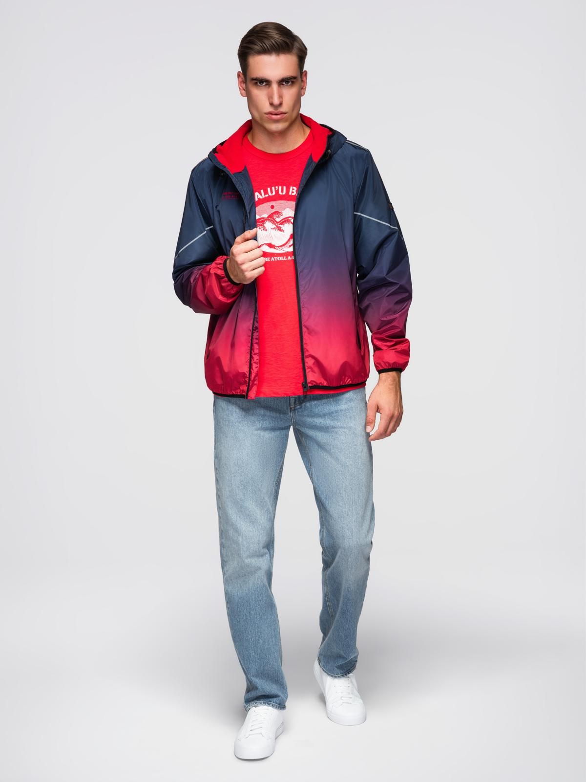 Men's ombre sports jacket with reflectors and fleece lining