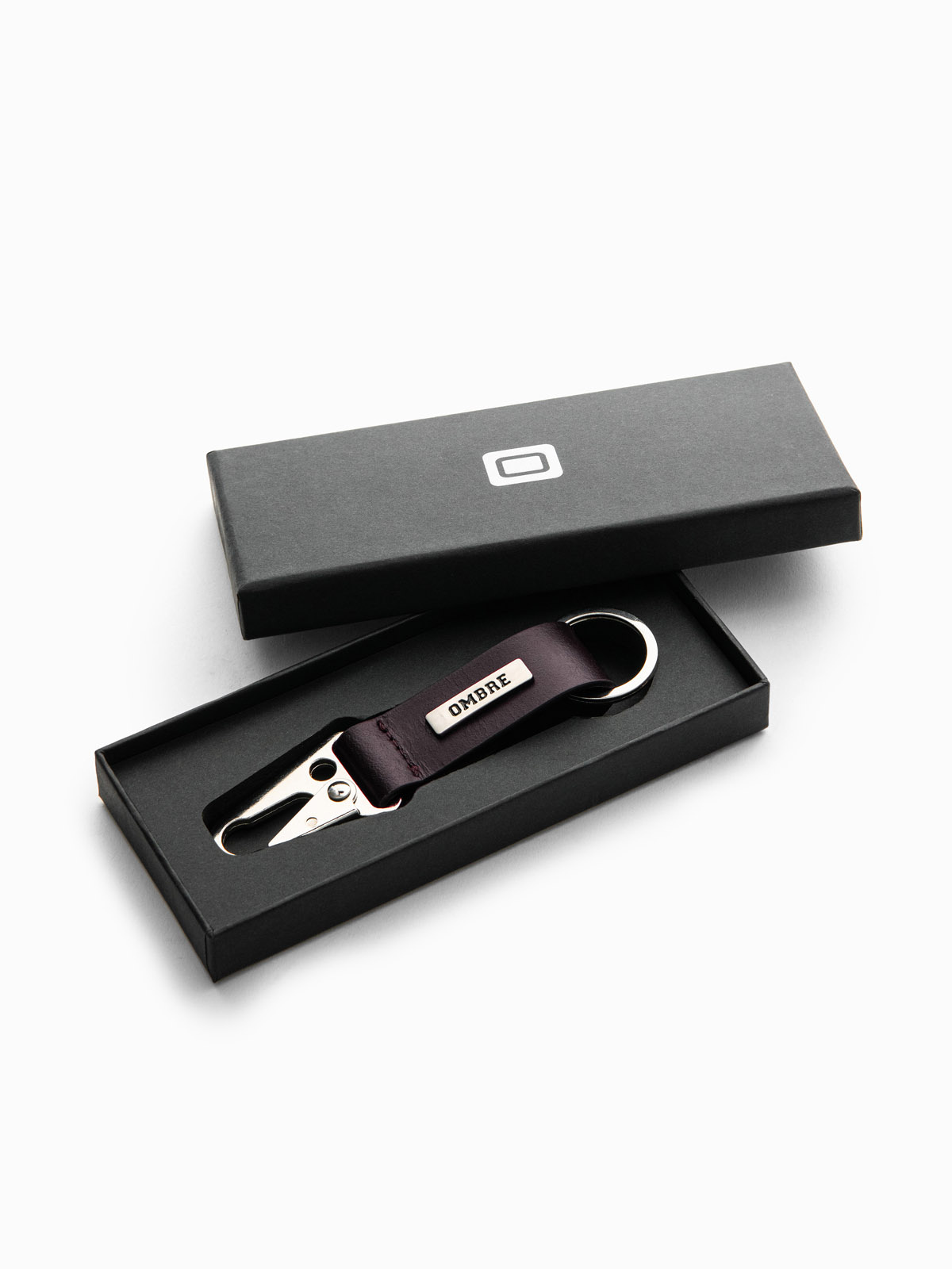 Ombre Men's key ring with snap hook - black