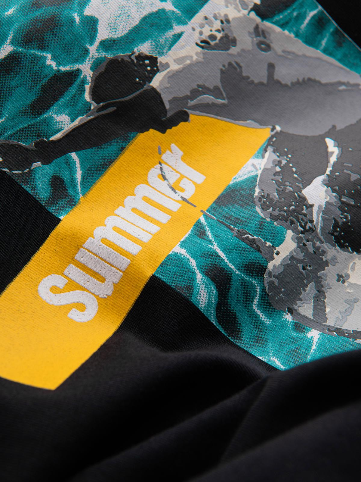 Ombre Men's Summer Vibe printed cotton tank top - black