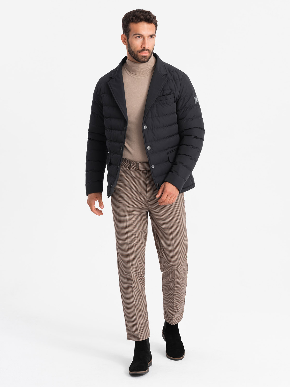 Ombre Men&#039;s quilted jacket with jacket cut - black