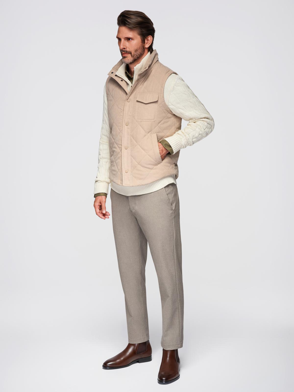 Ombre Men&#039;s peach effect quilted vest - beige