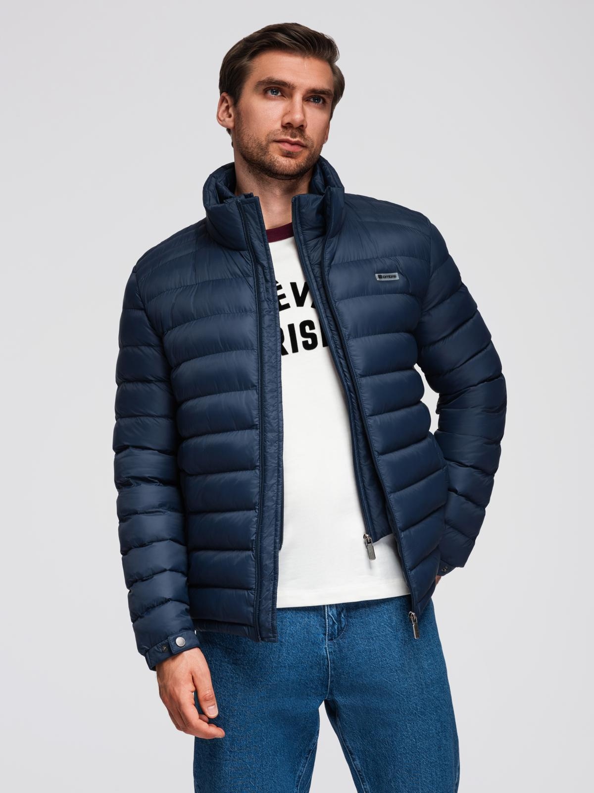 Ombre Mens quilted jacket with two fasteners - navy blue