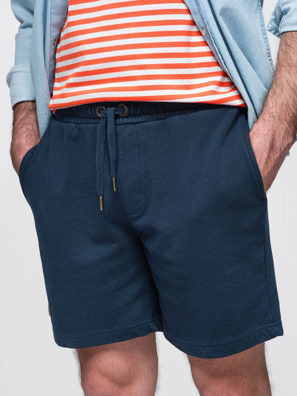 Ombre Men's RELAXED FIT short sweat shorts in athleisure style - navy blue