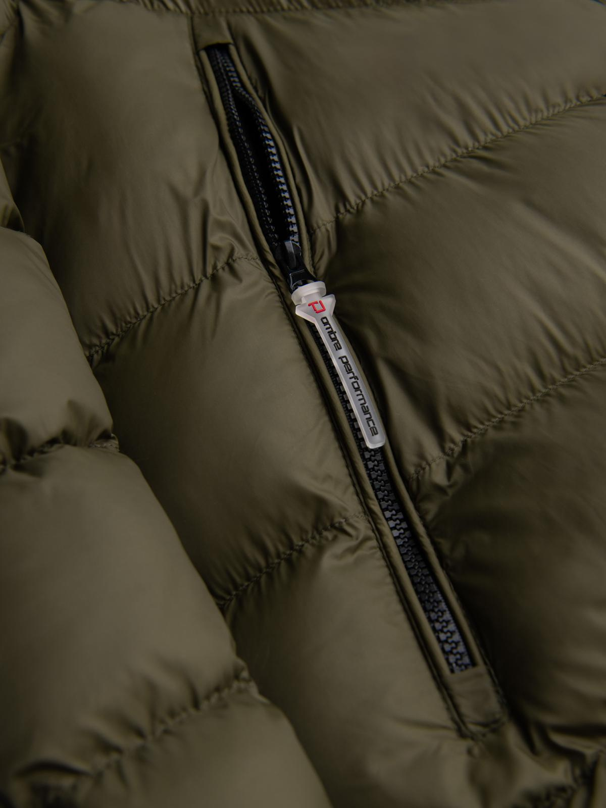 Ombre Men's quilted winter jacket with combined materials - dark olive green