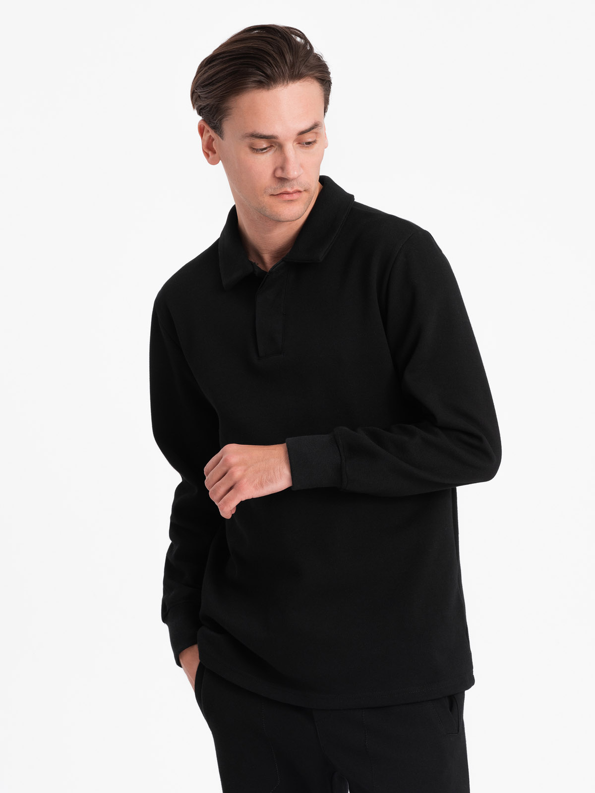 Ombre Men&#039;s tracksuit set sweatshirt with polo collar + pants