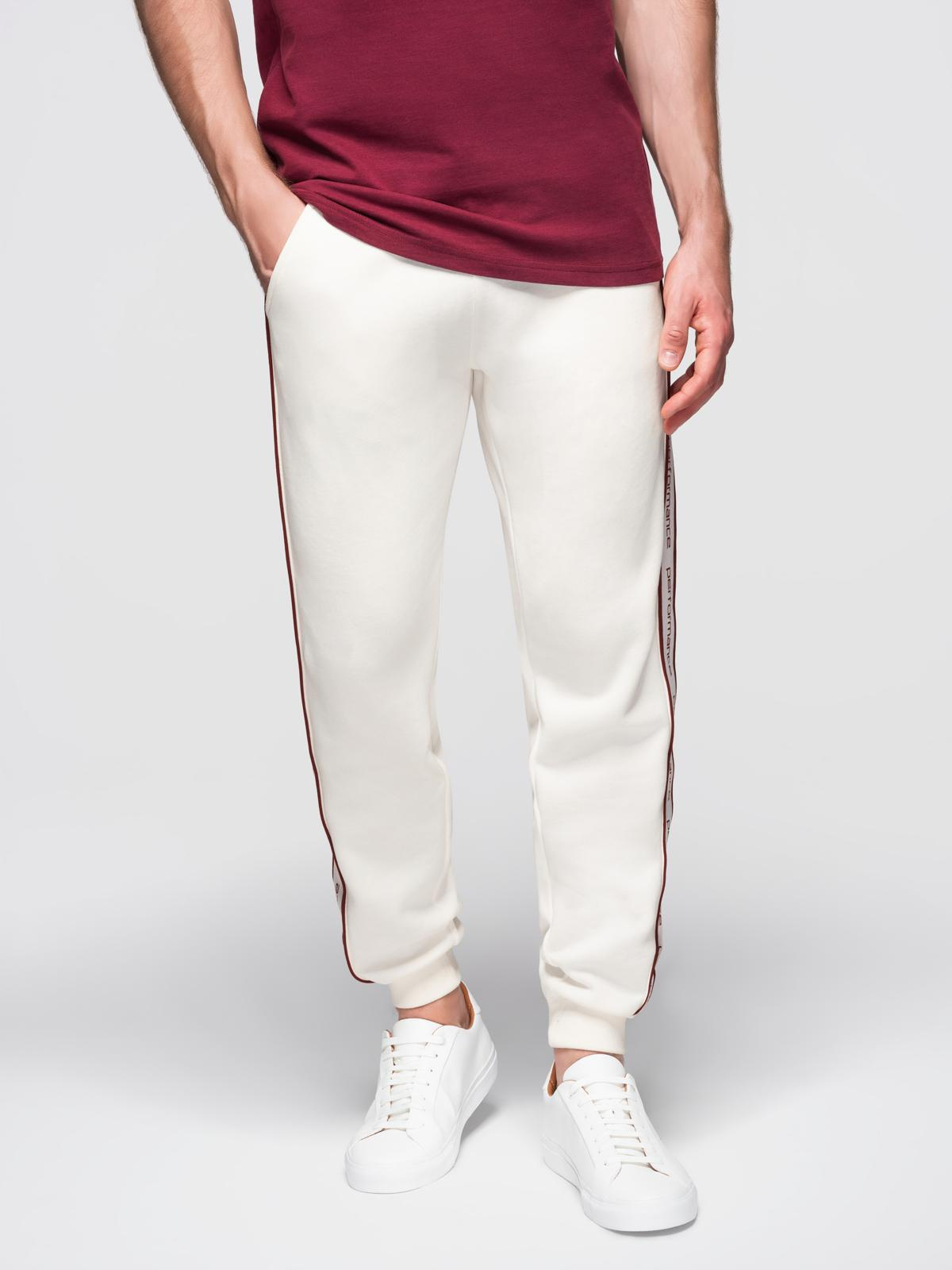 Ombre Men&#039;s sport jogger pants with stripes - cream