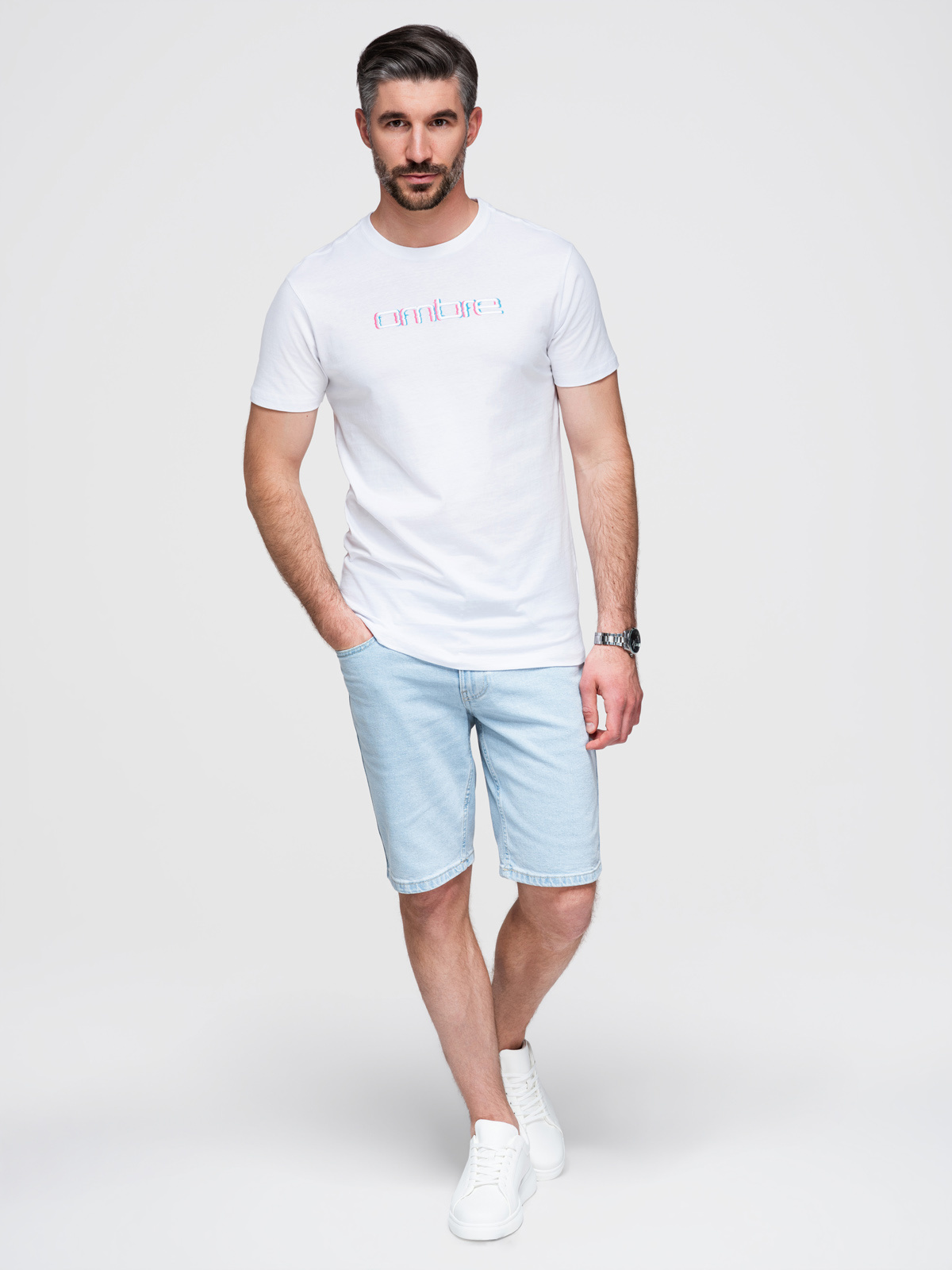 Ombre Men's T-shirt with embroidery on chest - white