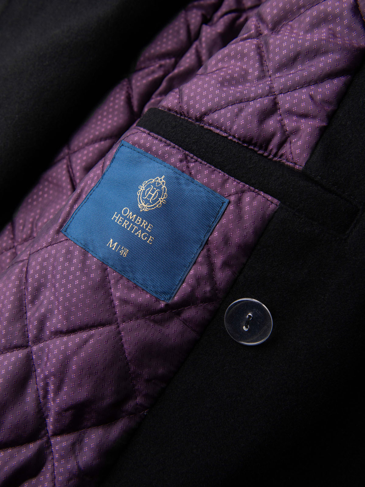 Ombre Elegant military double-breasted coat for men with wool - black