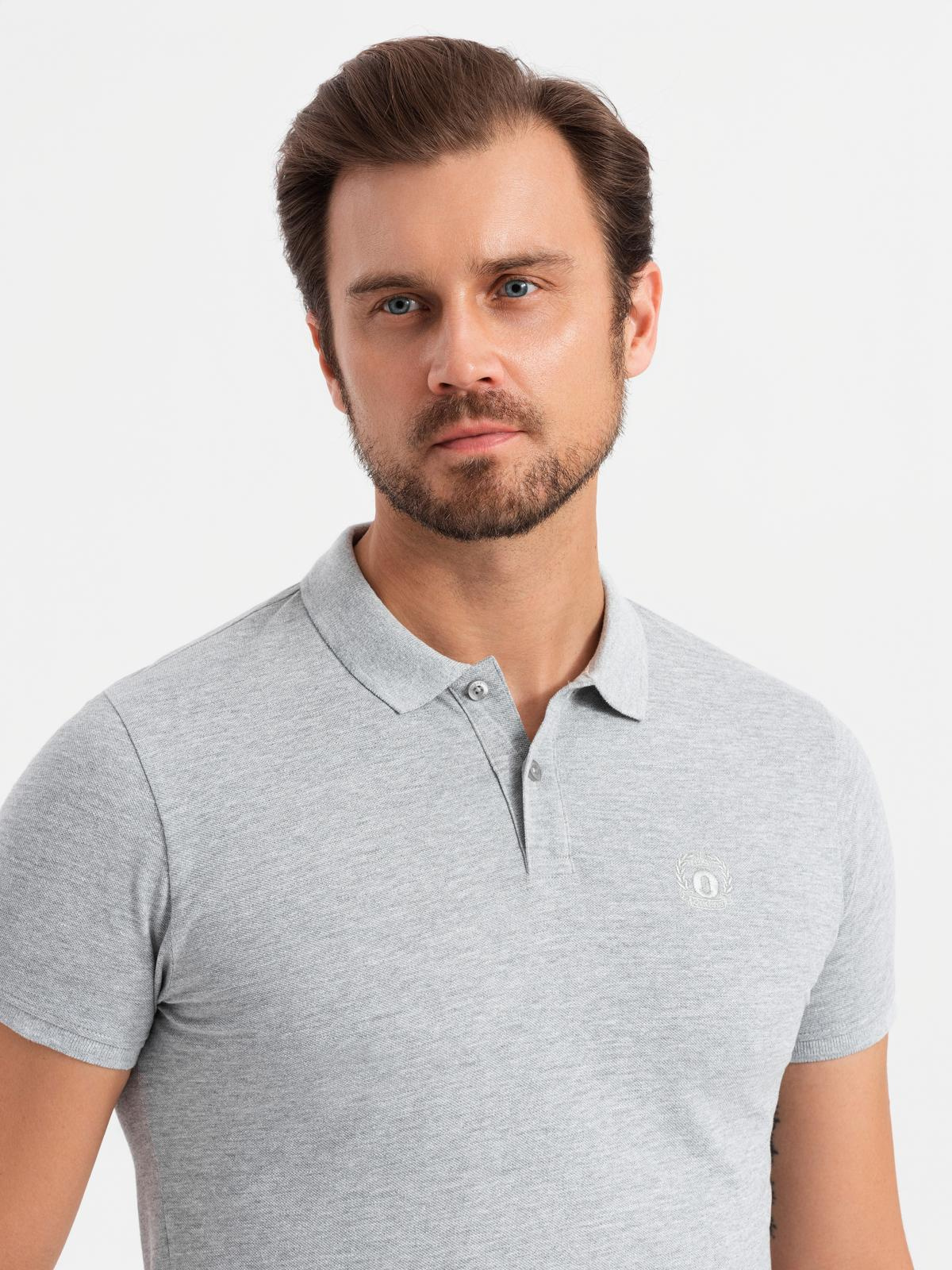 Ombre BASIC men's cotton polo t-shirt set - black/grey melange/white