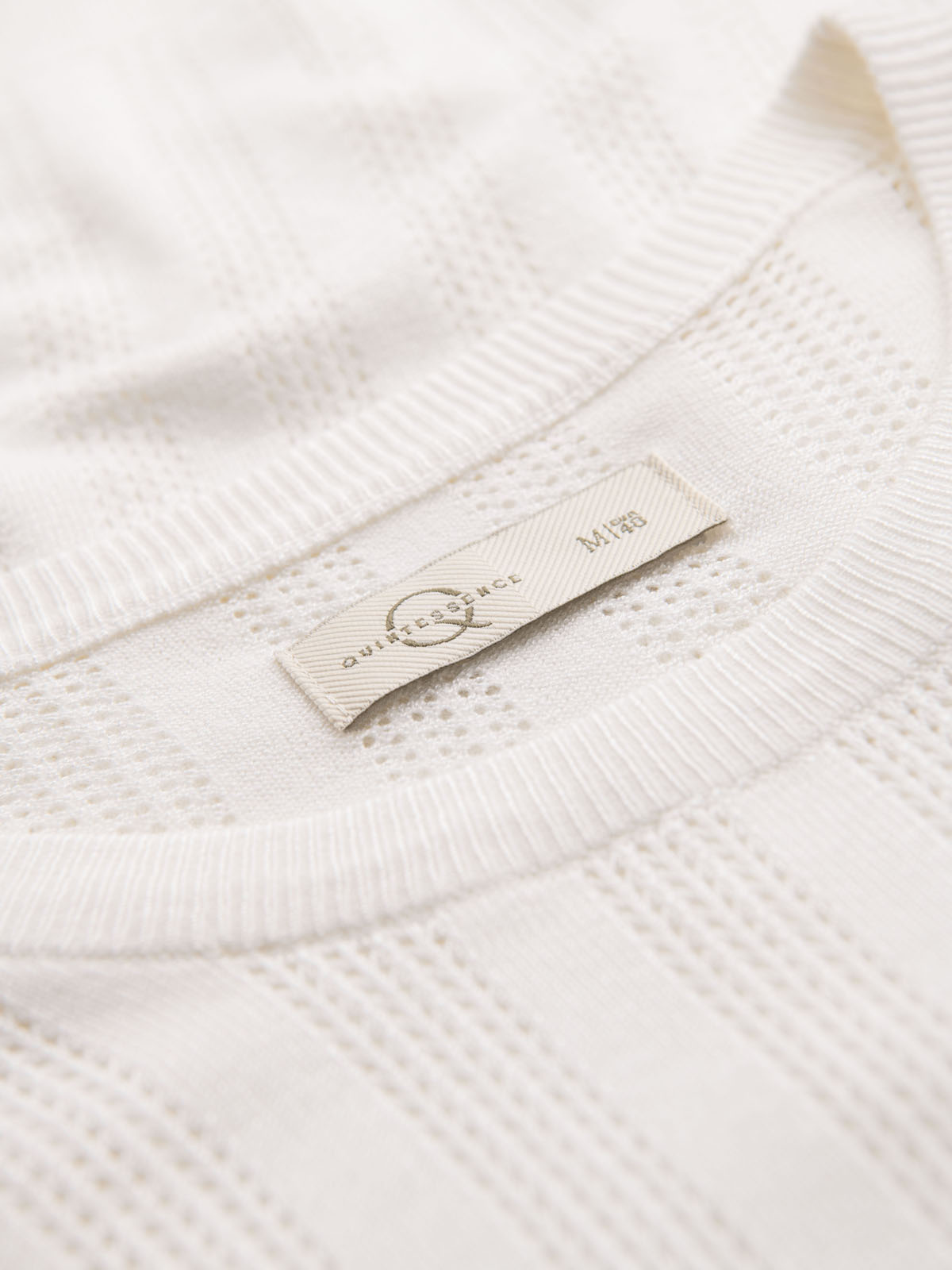 Ombre Men's openwork sweater with round neckline and short sleeves - white