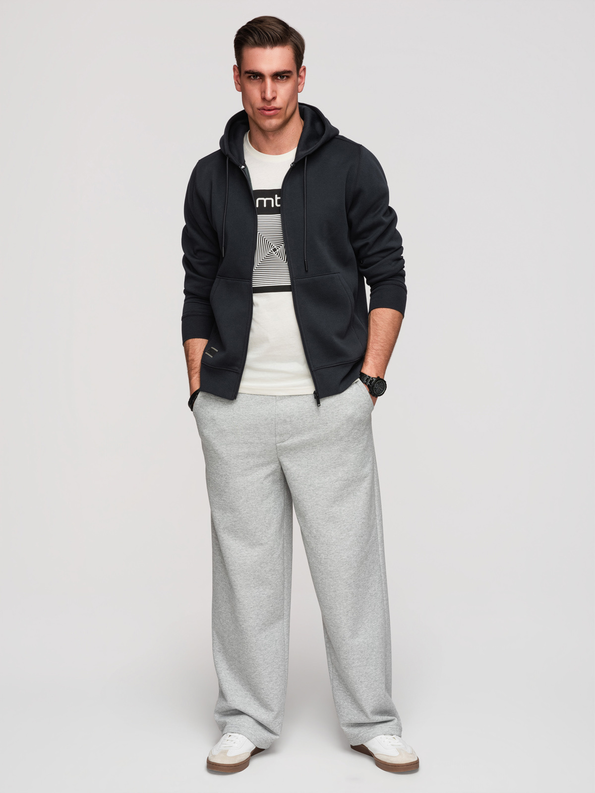Ombre Men's unbuttoned BASIC sweatshirt - black