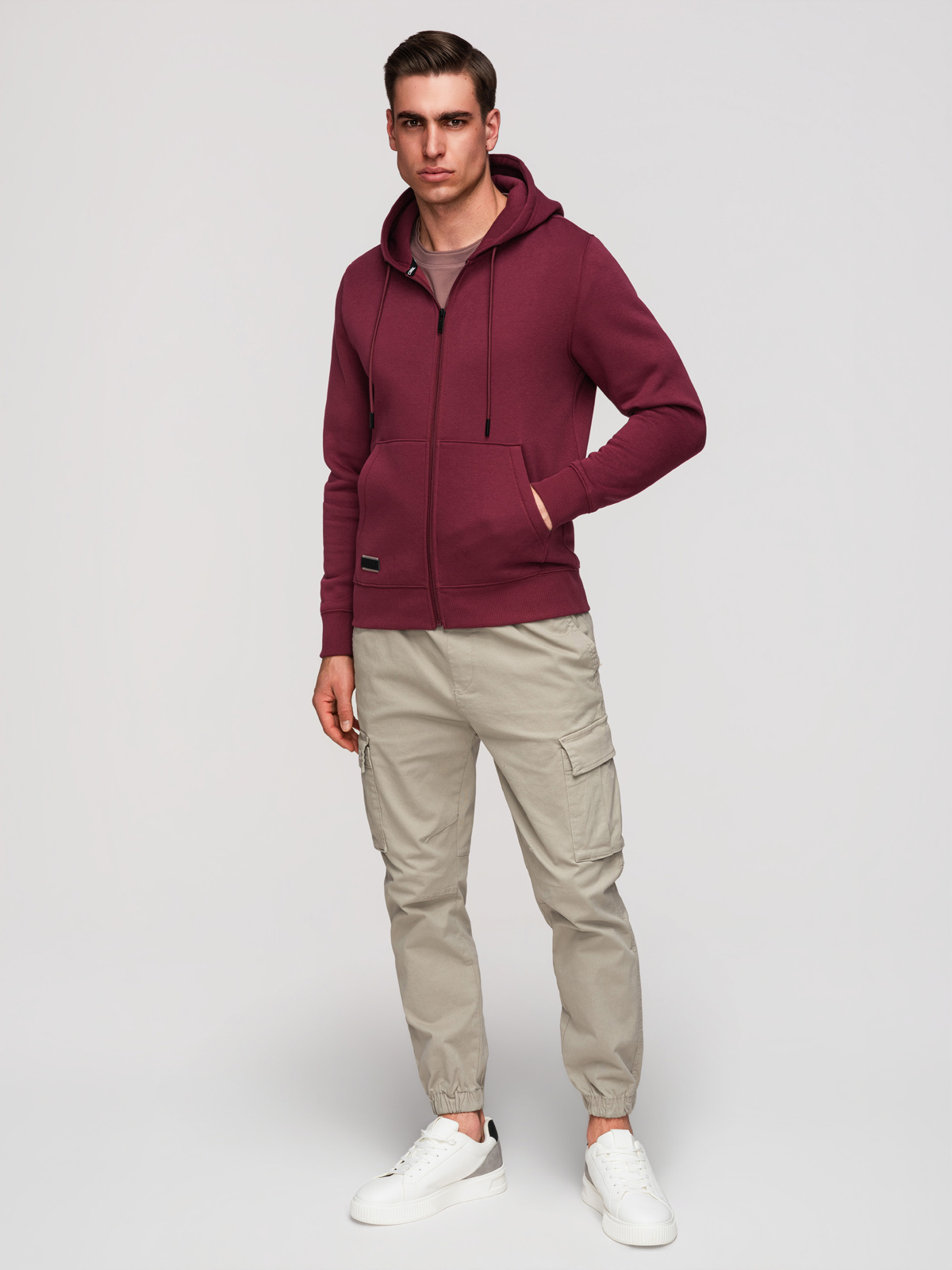 Ombre Men's unbuttoned BASIC sweatshirt - maroon