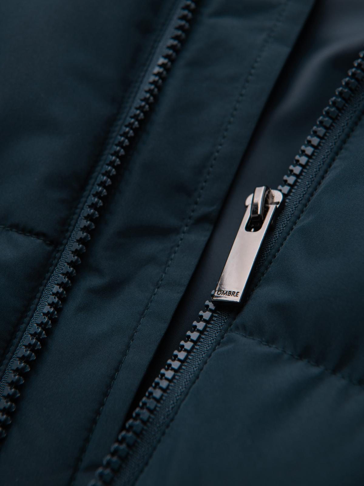 Ombre Classic men&#039;s long hooded jacket - navy blue