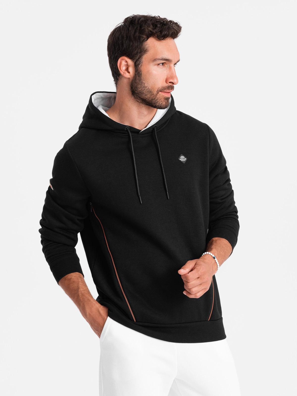 Ombre Men's Hoodie With Zippered Pocket - Black