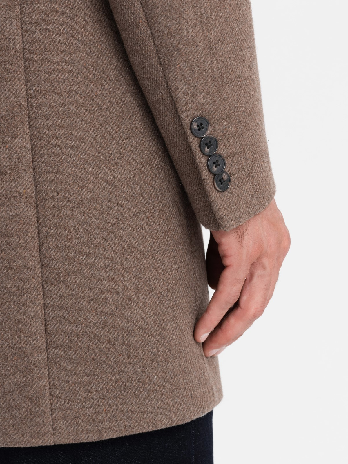 Ombre Elegant single-breasted men&#039;s wool coat - brown