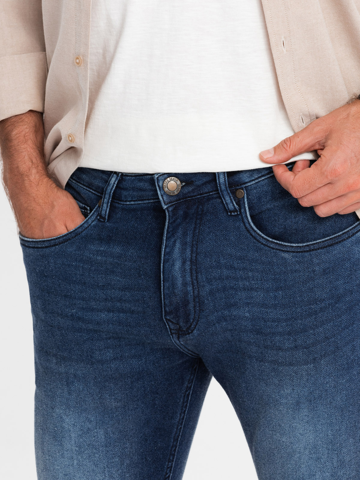 Ombre Fitted men&#039;s SLIM FIT denim pants with elastane - blue